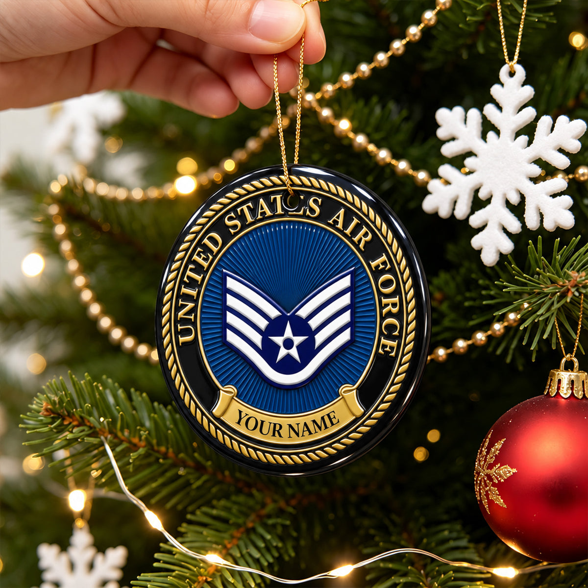 Personalized U.S. Army 3D Relief Ceramic Ornament Custom Rank and Text