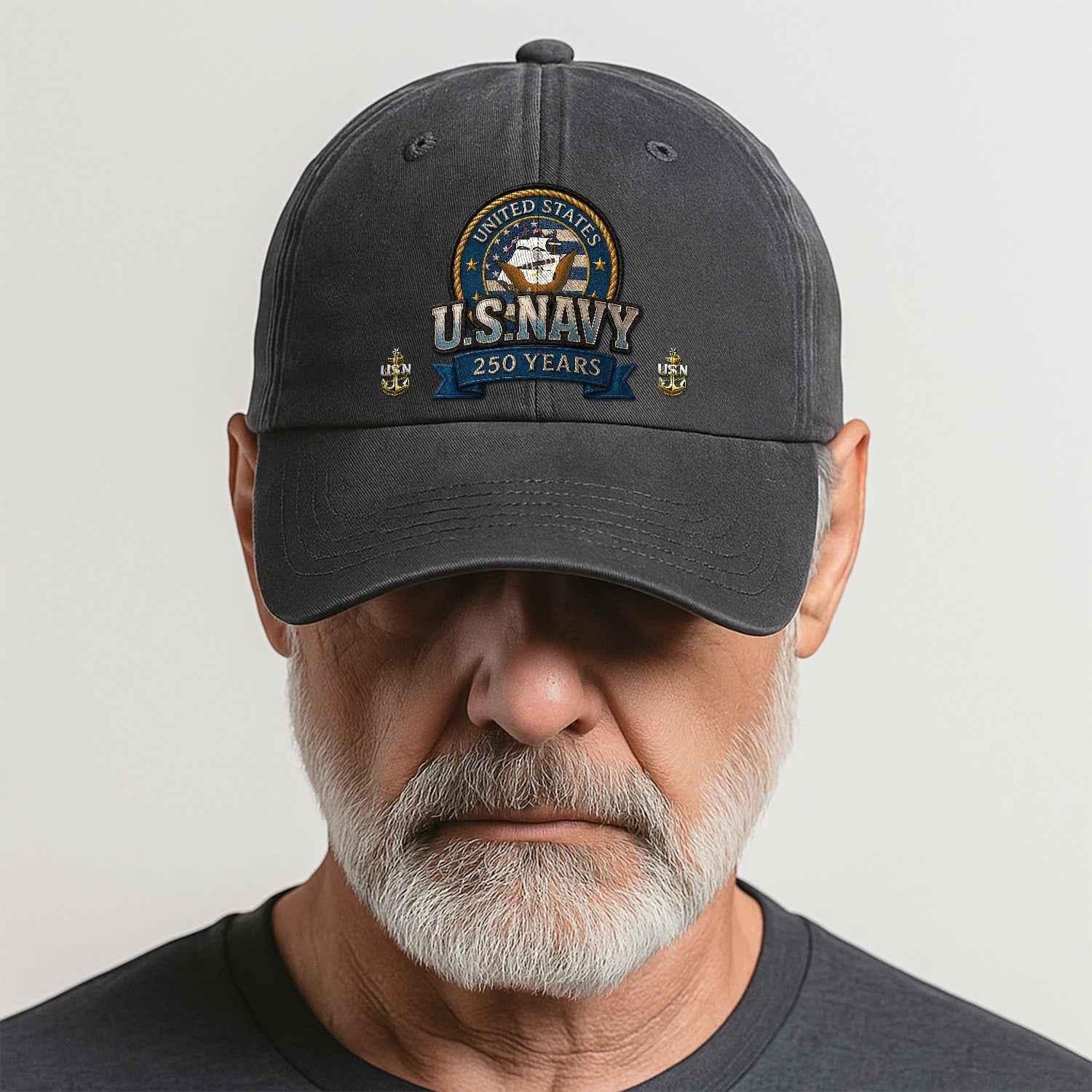 Custom Ranks US Navy Premium Washed Denim Cap DC020