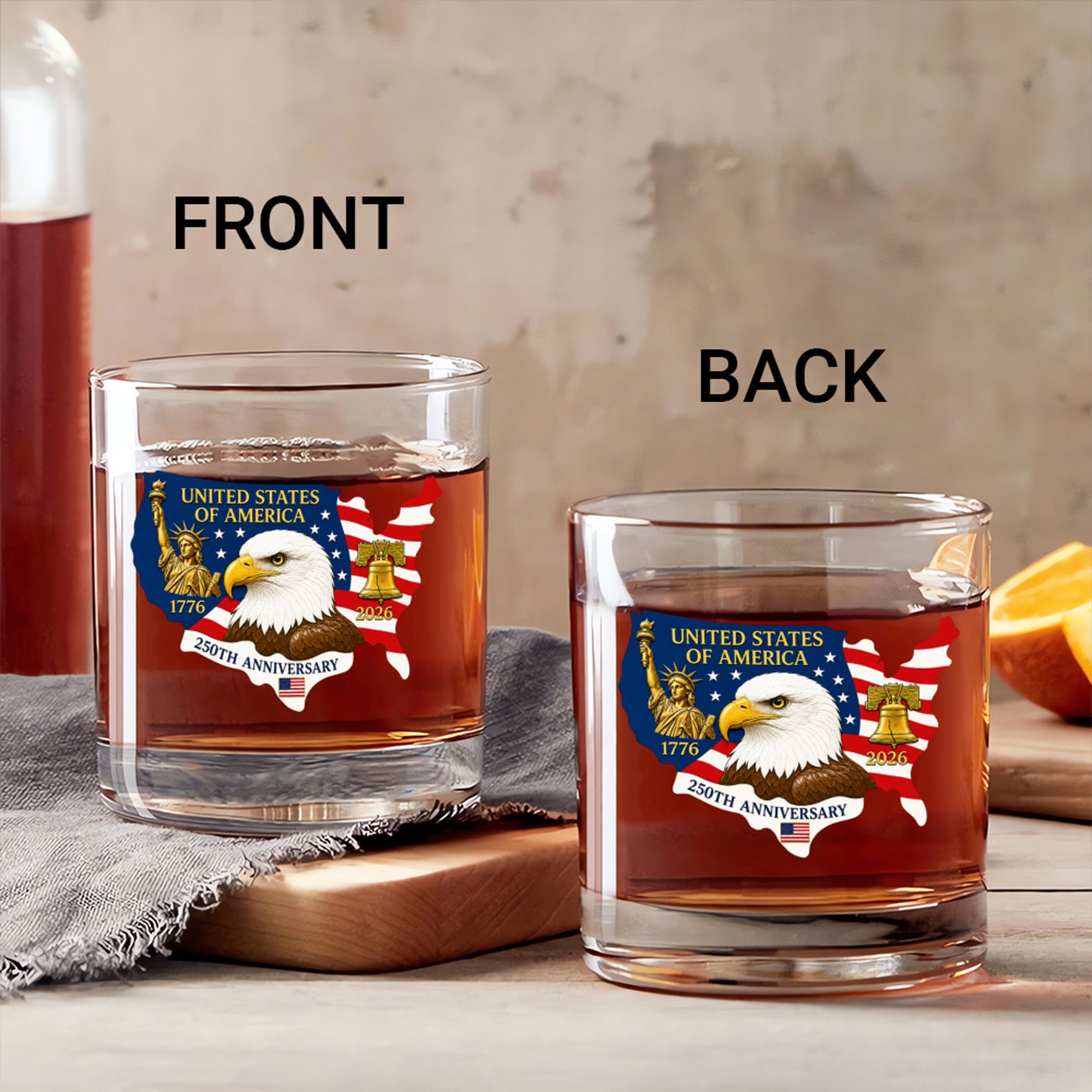 USA Independence 250th Anniversary Whiskey Glass