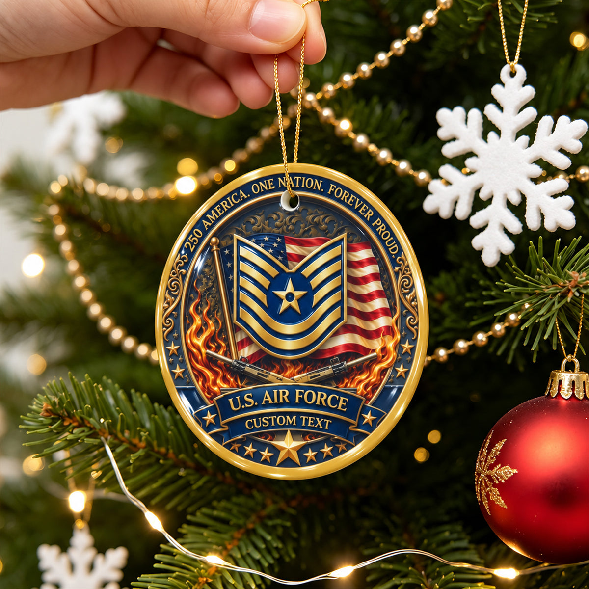 Custom USMC 3D Relief Ornament Personalized Rank and Custom Text