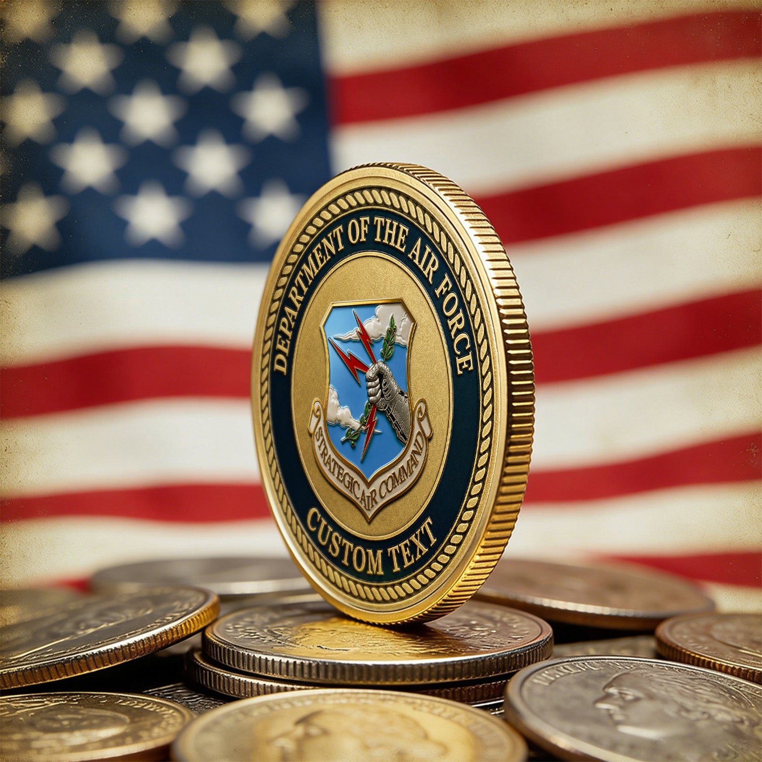 USAF Personalized Promotion Rank 3D Challenge Coin Gift
