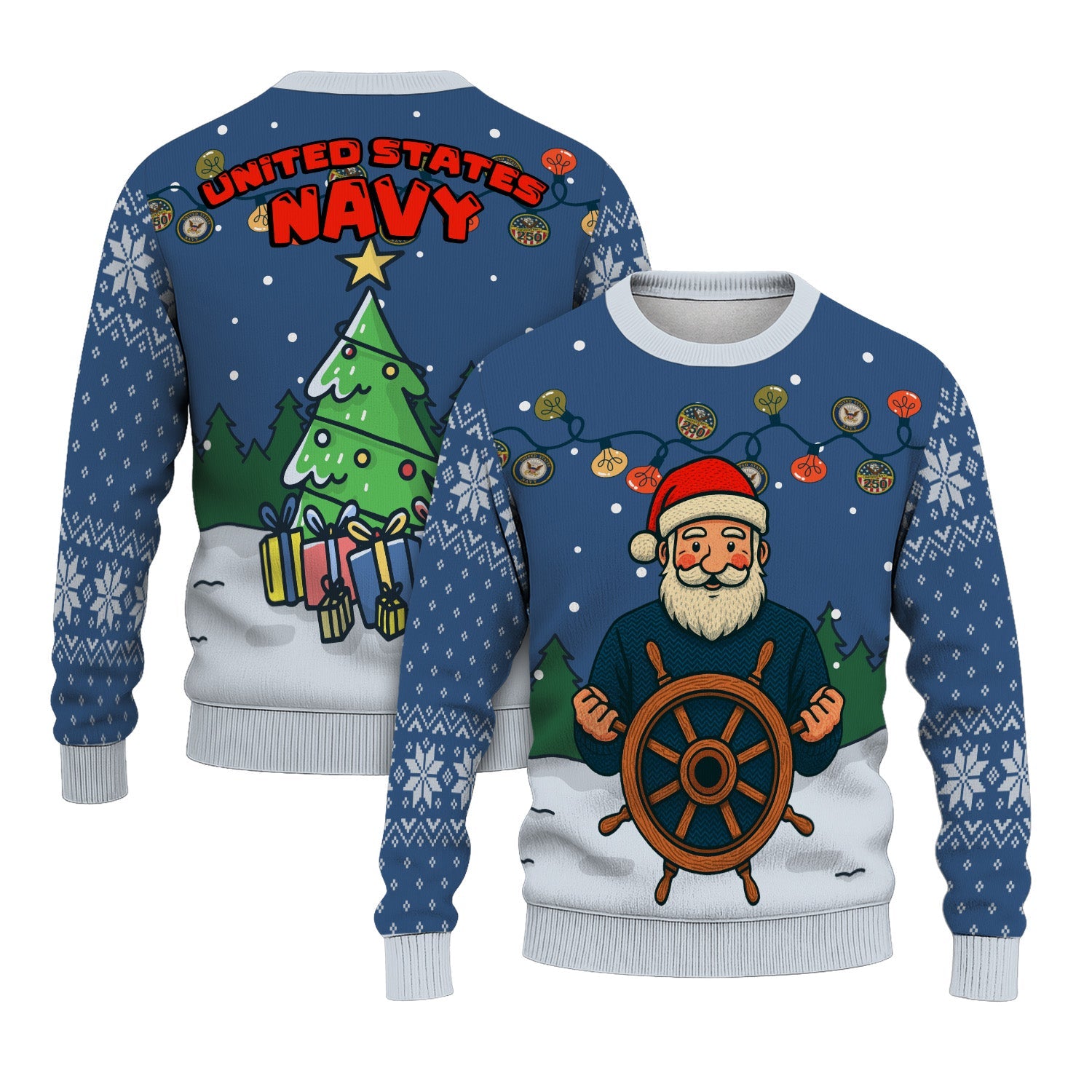 US Navy Caption Christmas Ugly Sweater