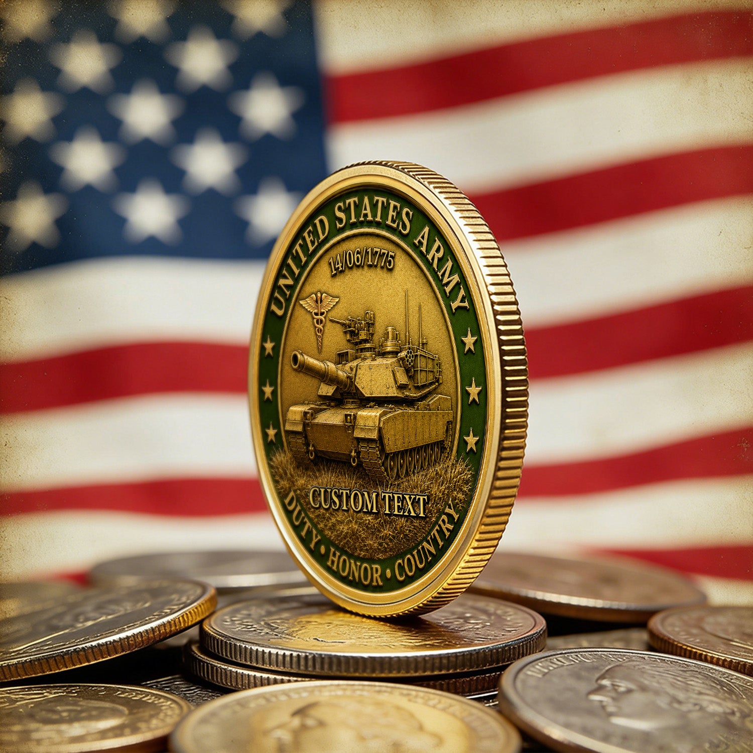 Personalized US Army Leadership Rank 3D Challenge Coin