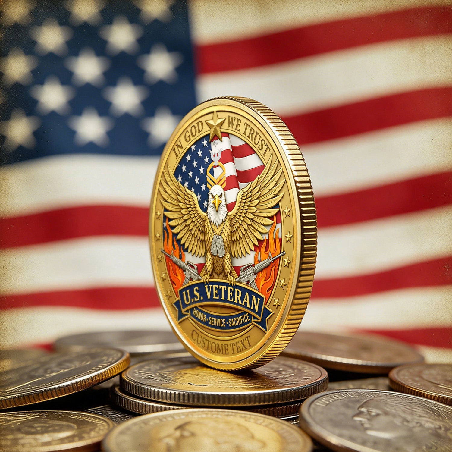 Personalized U.S. Navy Veteran Eagle Challenge Coin