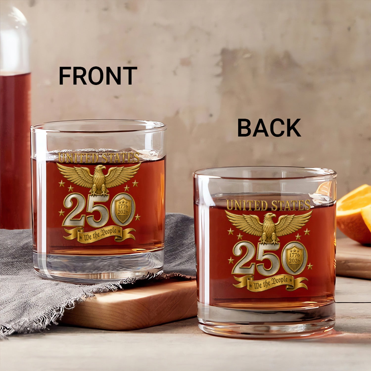 USA Patriotic Whiskey Glass 1776-2026 Anniversary