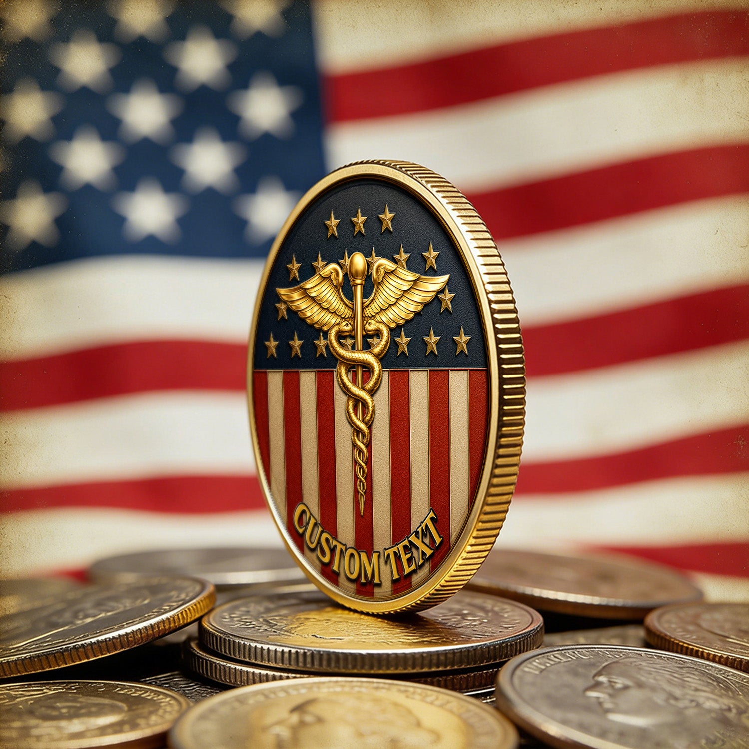 US Army Officer Rank Personalized 3D Challenge Coin