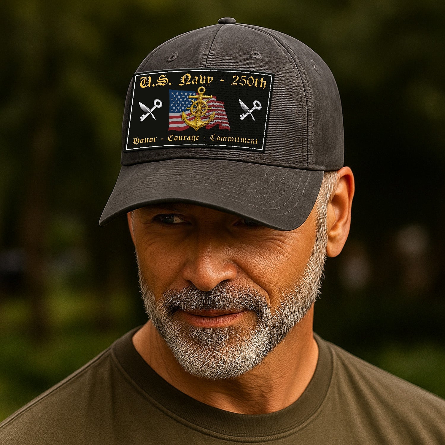 Custom Ranks US Navy Premium Washed Denim Cap DC018