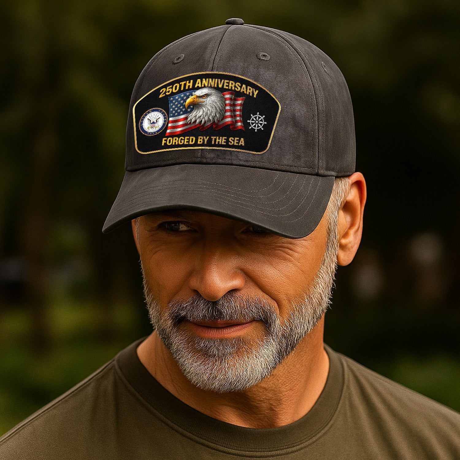 Custom Ranks US Navy Premium Washed Denim Cap DC021