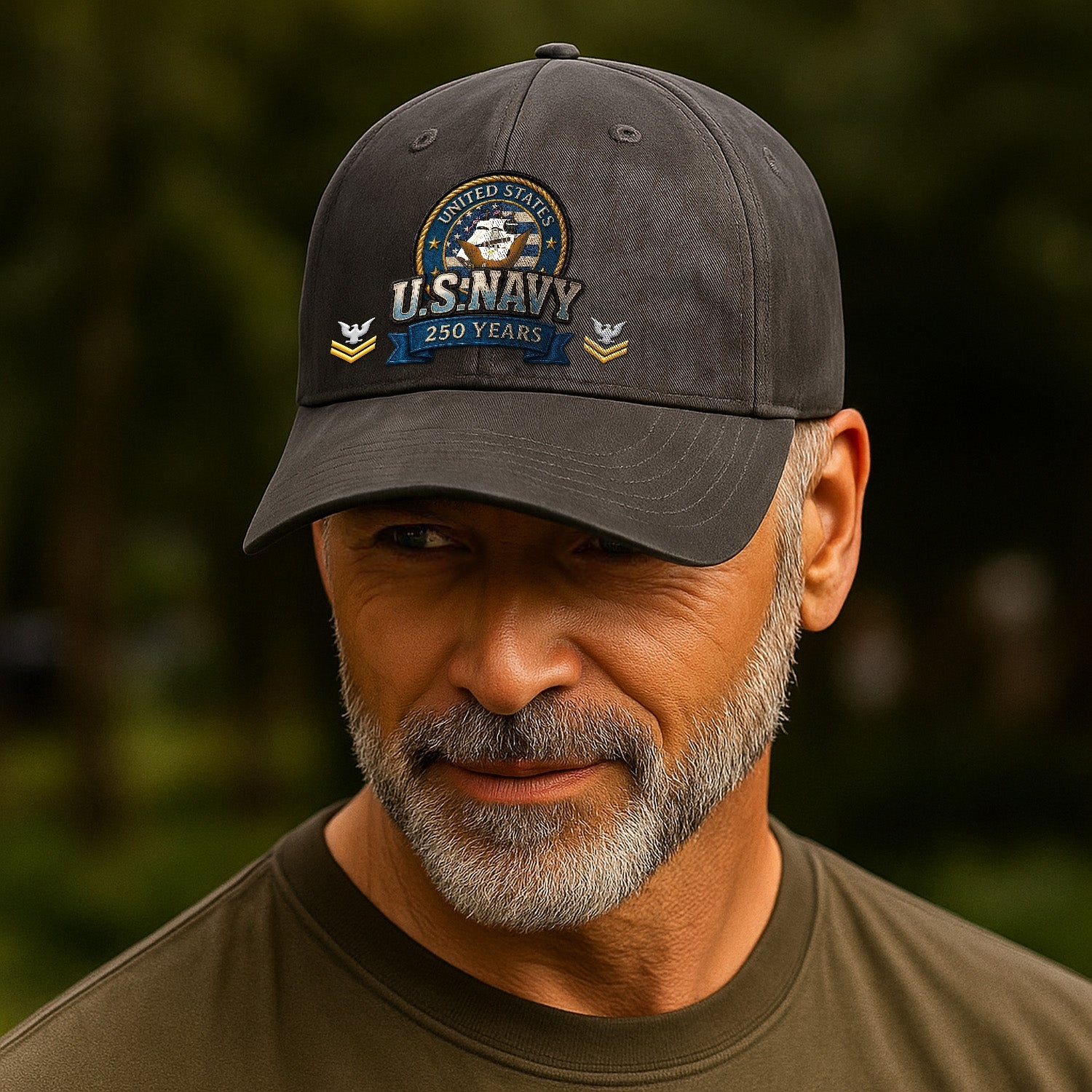 Custom Ranks US Navy Premium Washed Denim Cap DC020