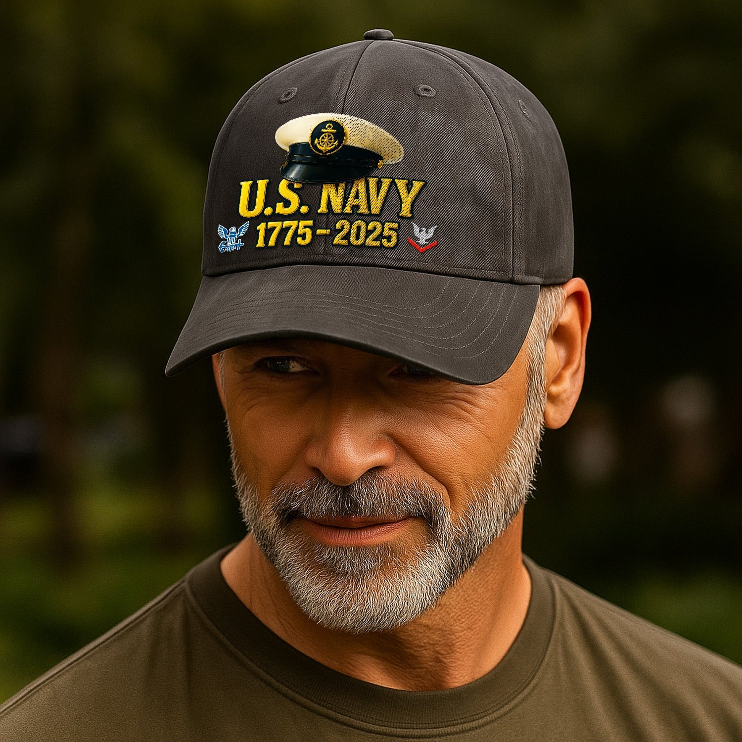 Custom Ranks US Navy Premium Washed Denim Cap DC019