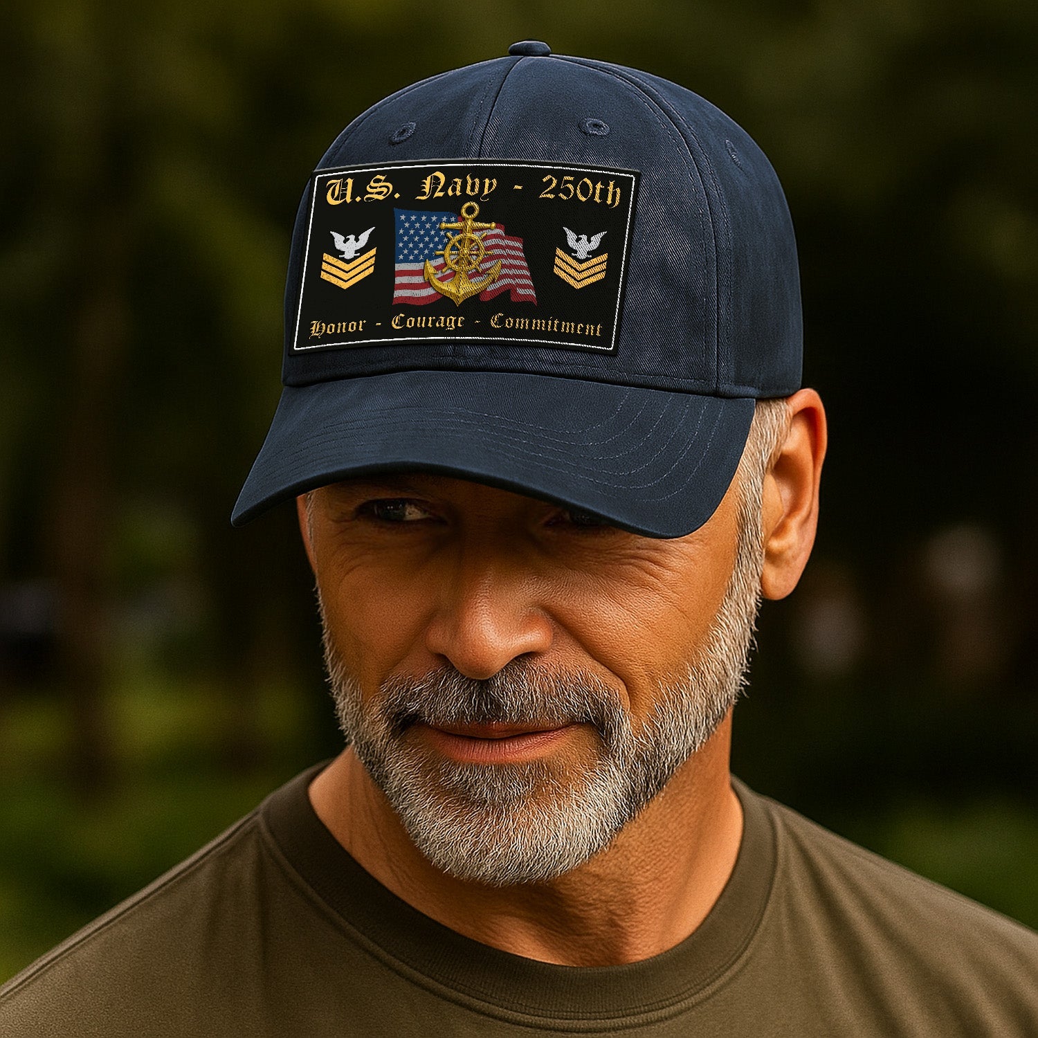 Custom Ranks US Navy Premium Washed Denim Cap DC018