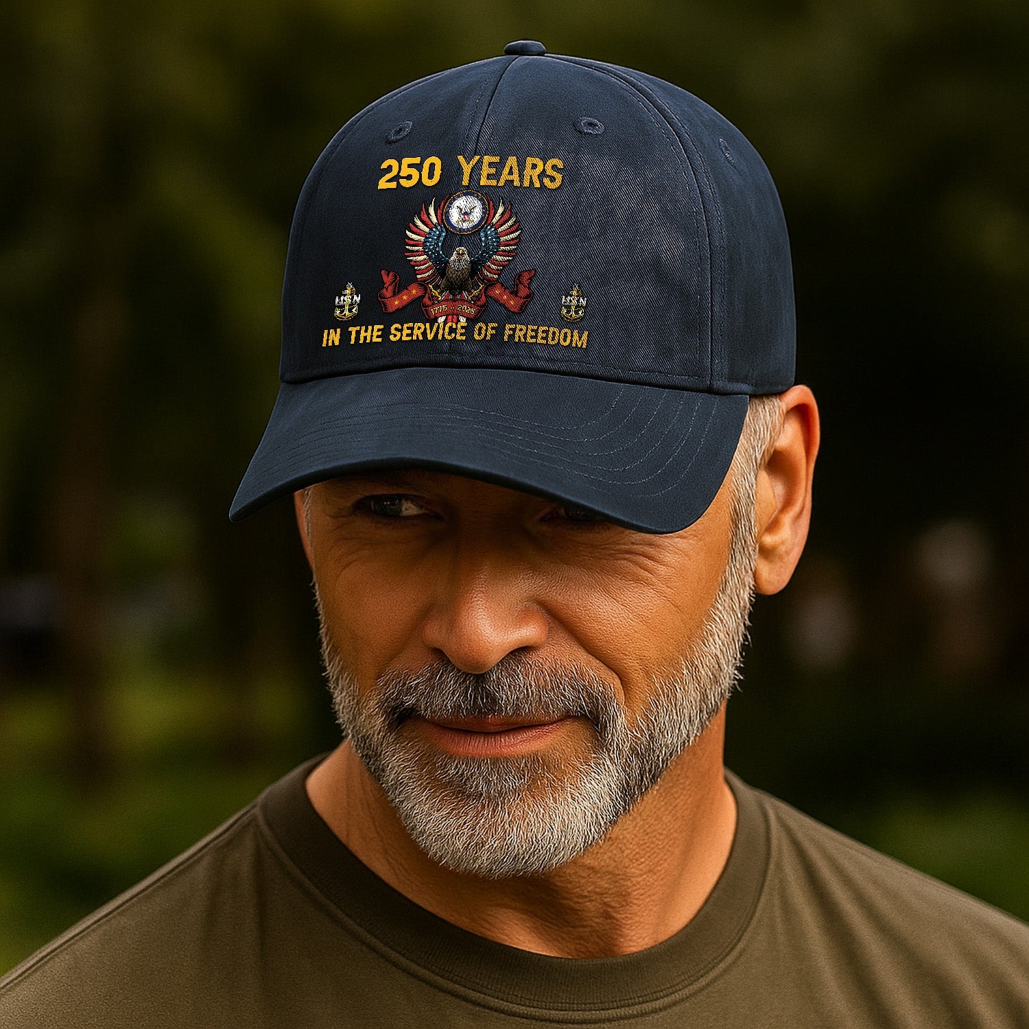 Custom Ranks US Navy Premium Washed Denim Cap DC024