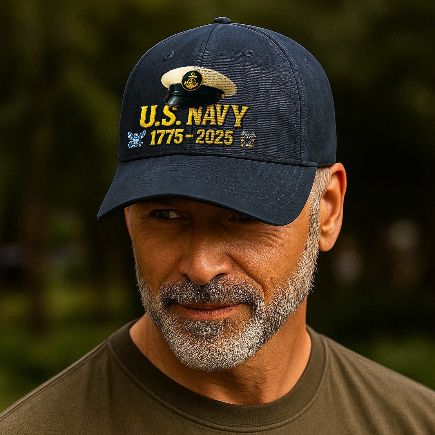 Custom Ranks US Navy Premium Washed Denim Cap DC019