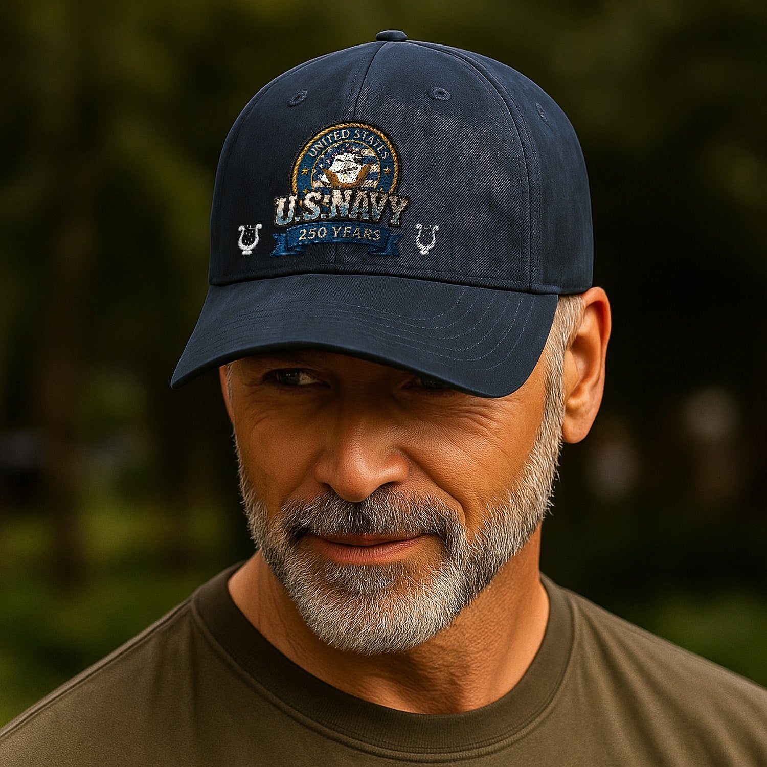 Custom Ranks US Navy Premium Washed Denim Cap DC020