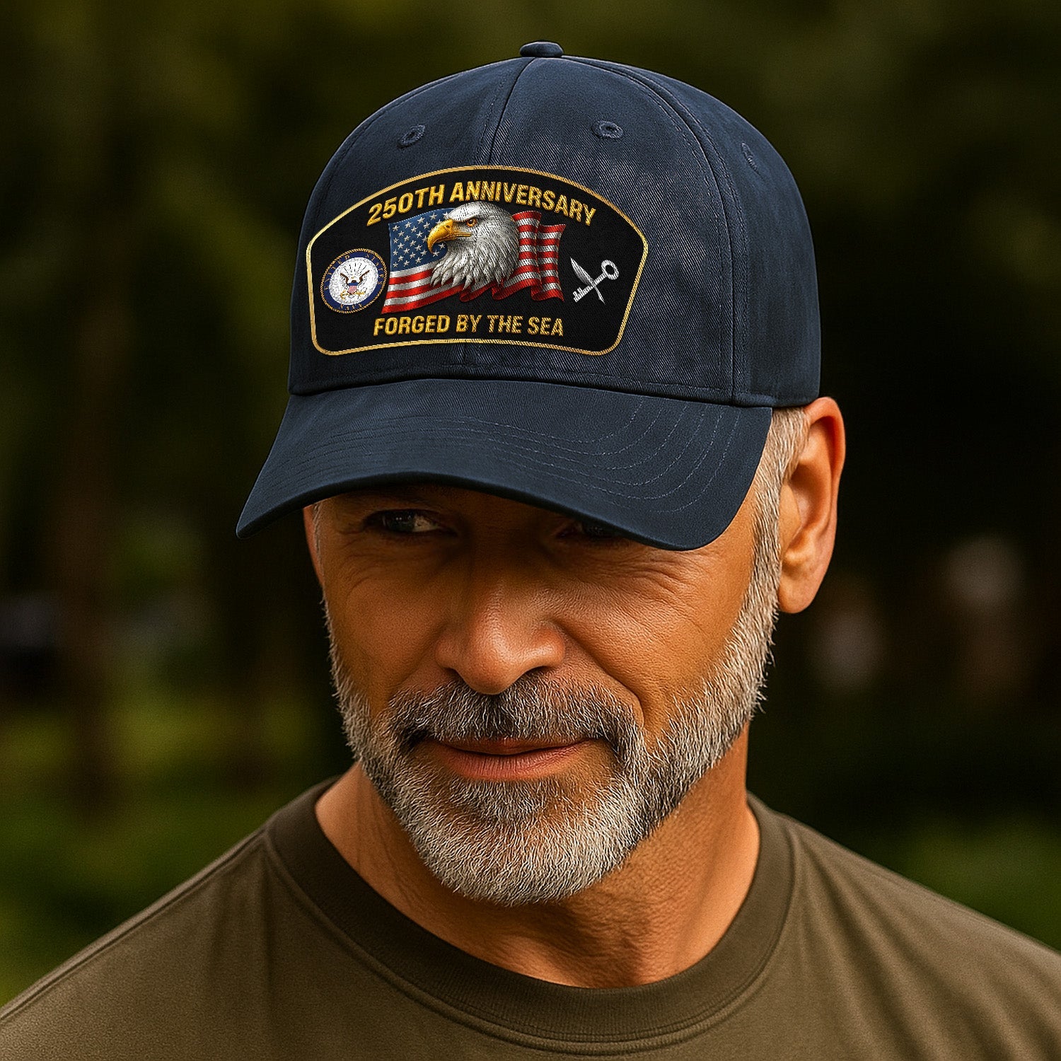 Custom Ranks US Navy Premium Washed Denim Cap DC021