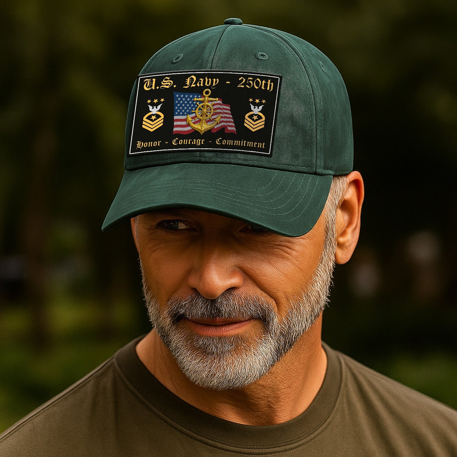 Custom Ranks US Navy Premium Washed Denim Cap DC018