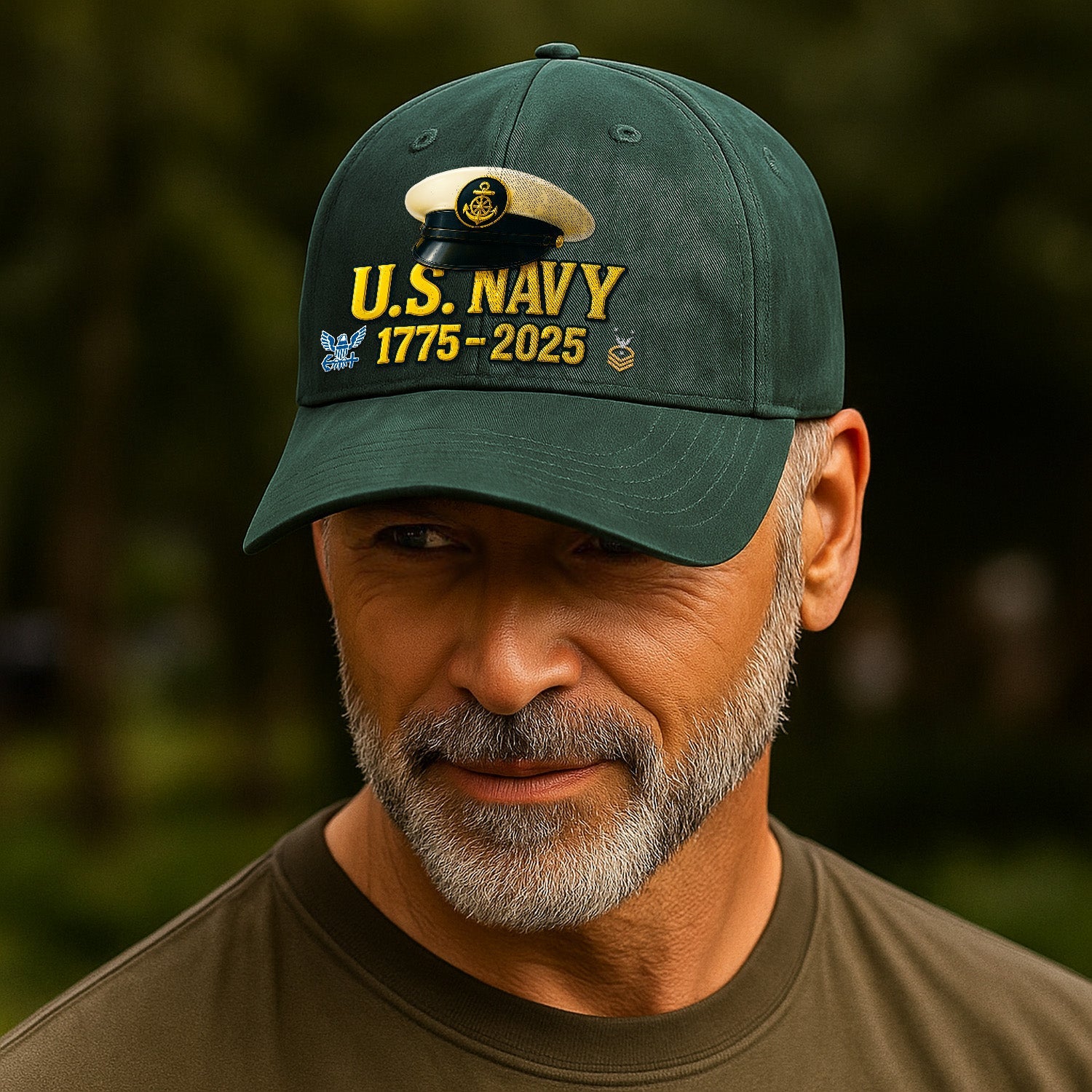 Custom Ranks US Navy Premium Washed Denim Cap DC019