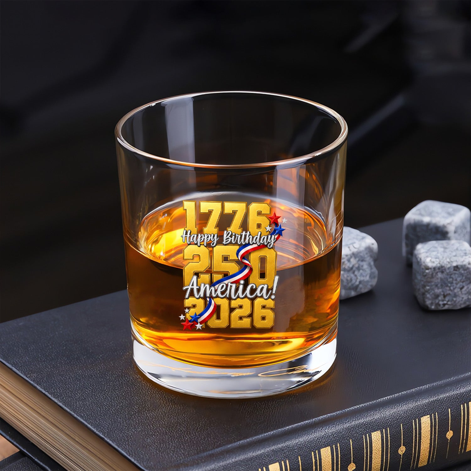 USA 250 Patriotic Bourbon Glass Collector Gift