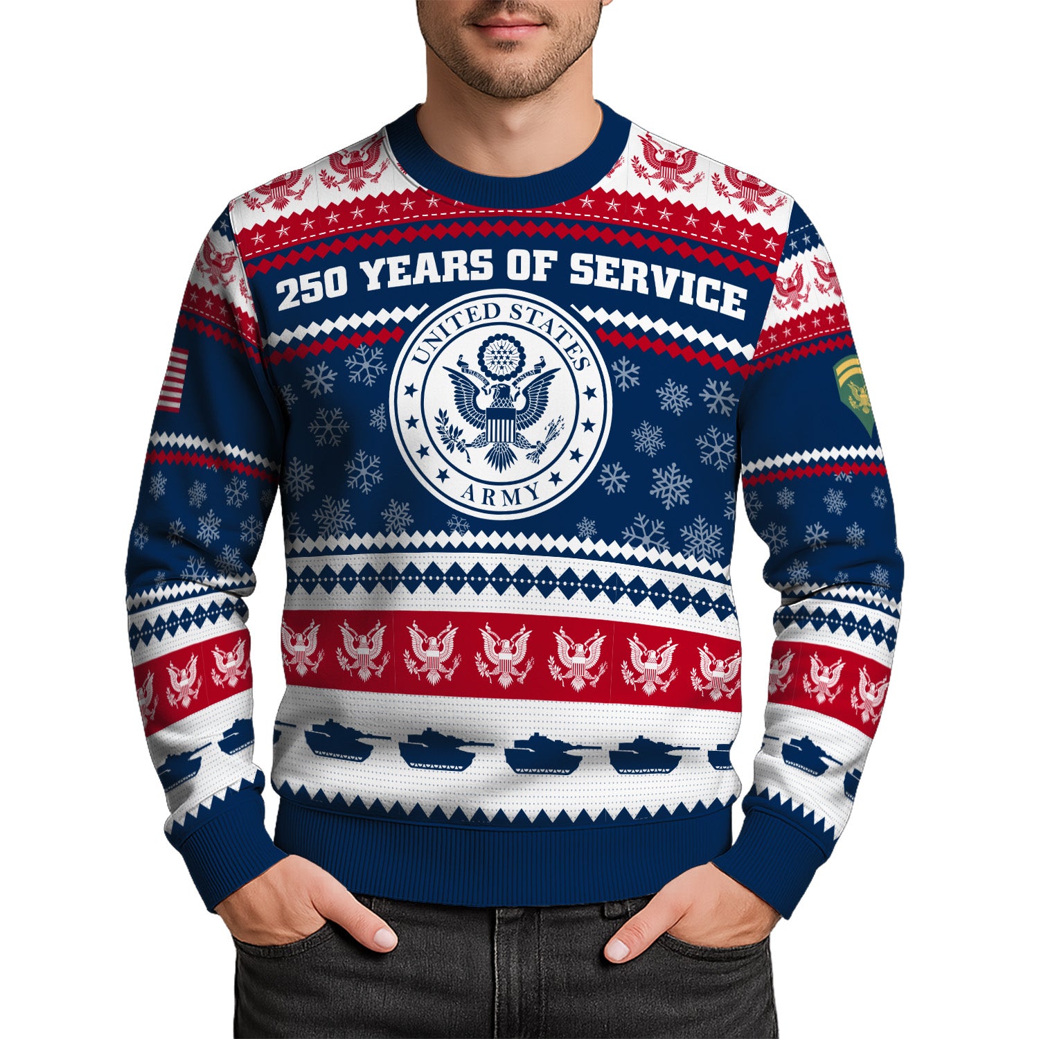 Custom Ranks US Army Ugly Christmas Sweater for Women Men KRUST03