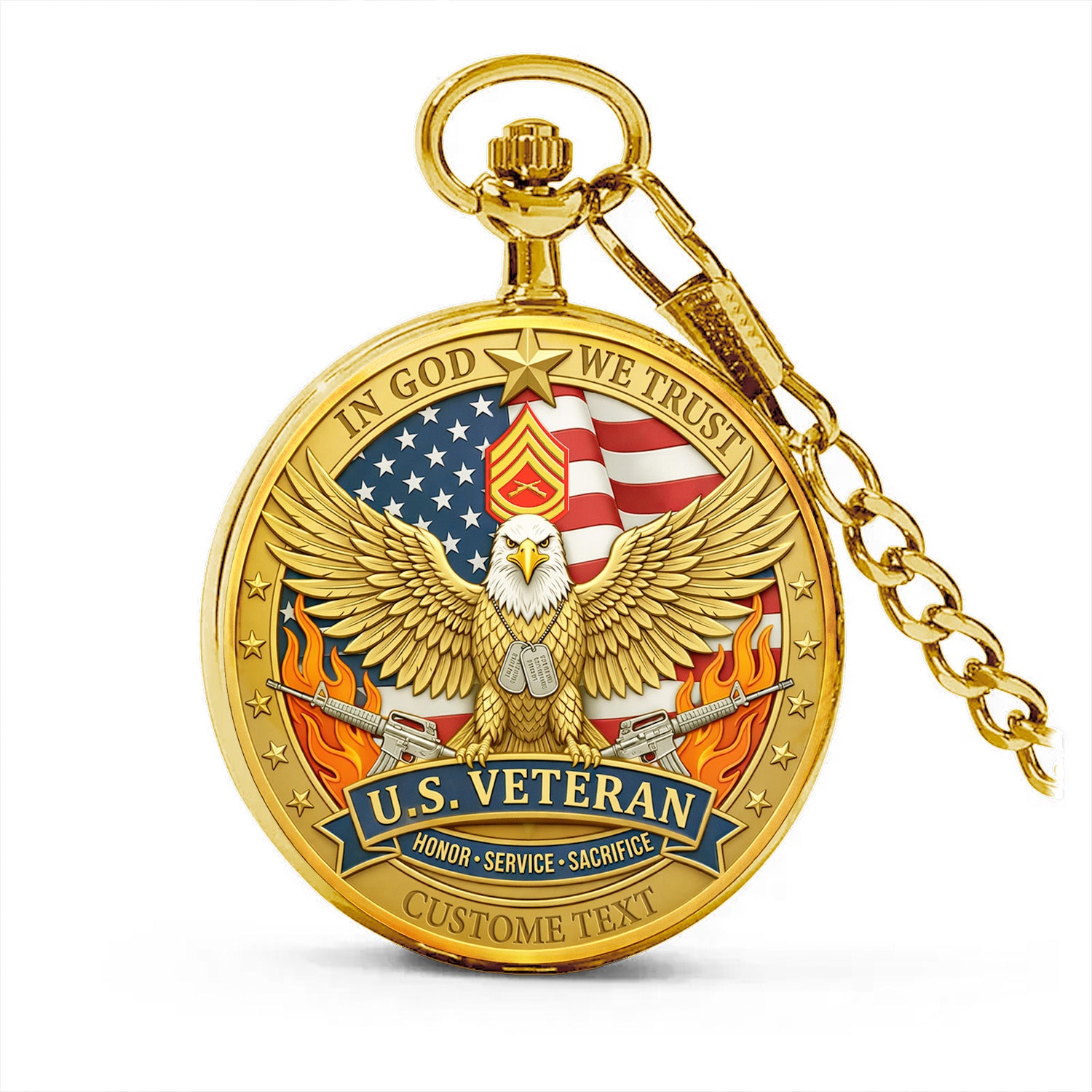 USMC 250th Anniversary Pocket Watch Veteran Gift