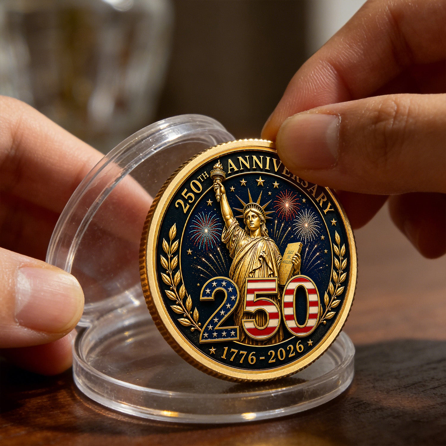 USA 250th Anniversary Custom USAF Text Rank 3D Challenge Coin
