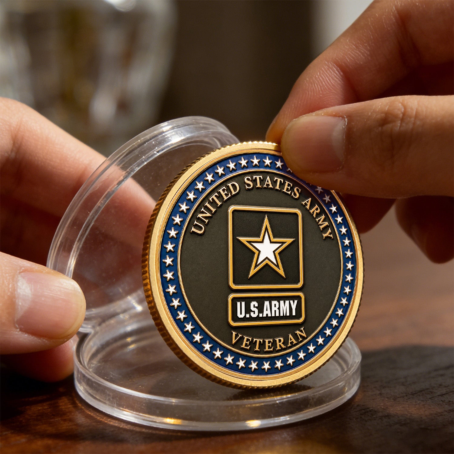 Personalized Army Recognition 3D Challenge Coin With Rank