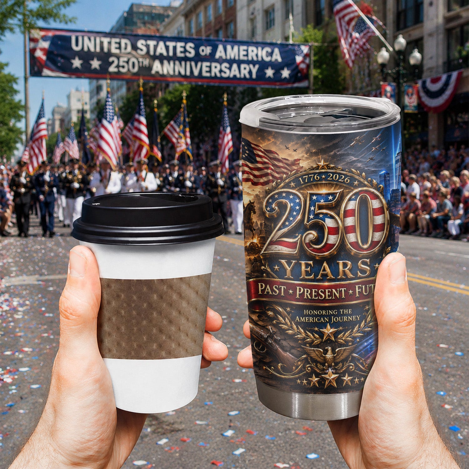 USA 250th Anniversary Tumbler 20oz Freedom Keepsake