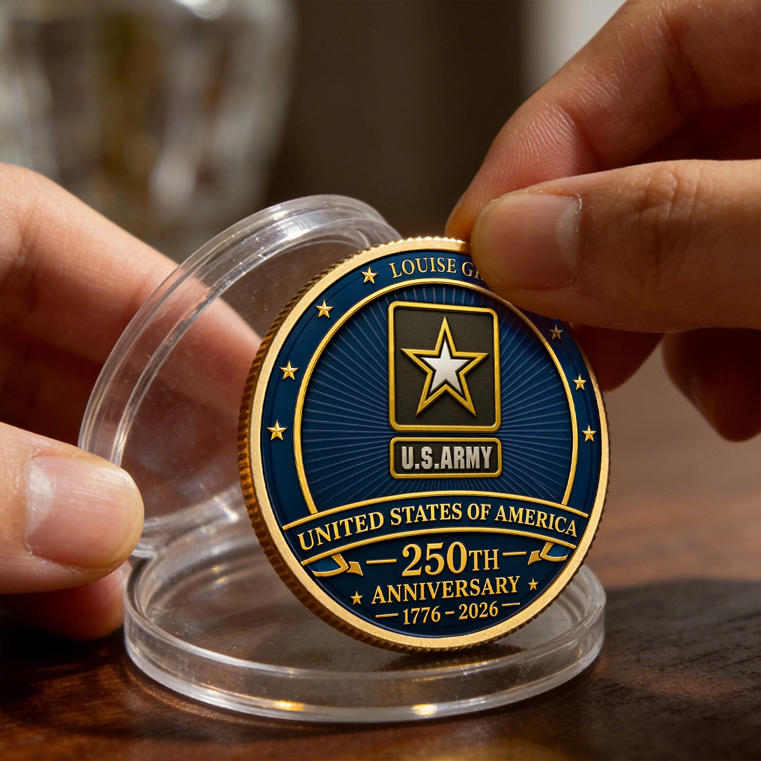 USA 250th Army Challenge Coin Custom Rank Name