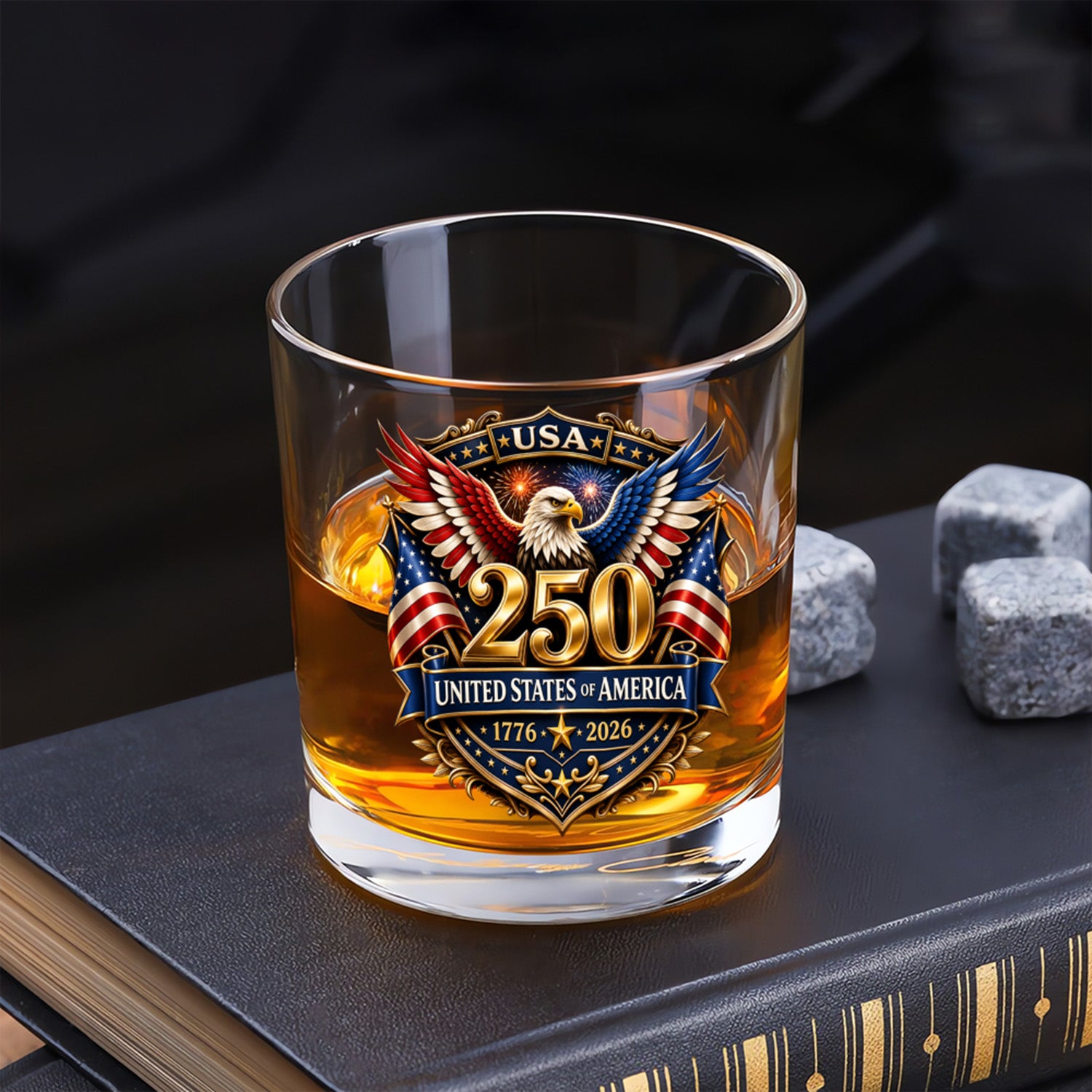 America 250 Whiskey Glass 1776-2026 Commemorative Gift