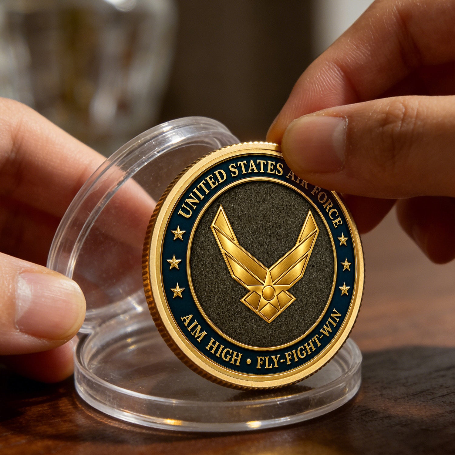 Personalized USAF Career Rank Text 3D Challenge Coin