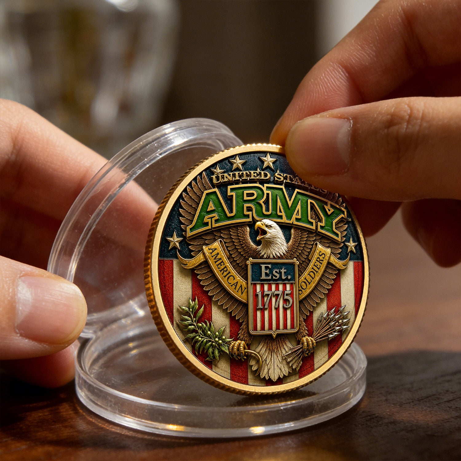 US Army Officer Rank Personalized 3D Challenge Coin