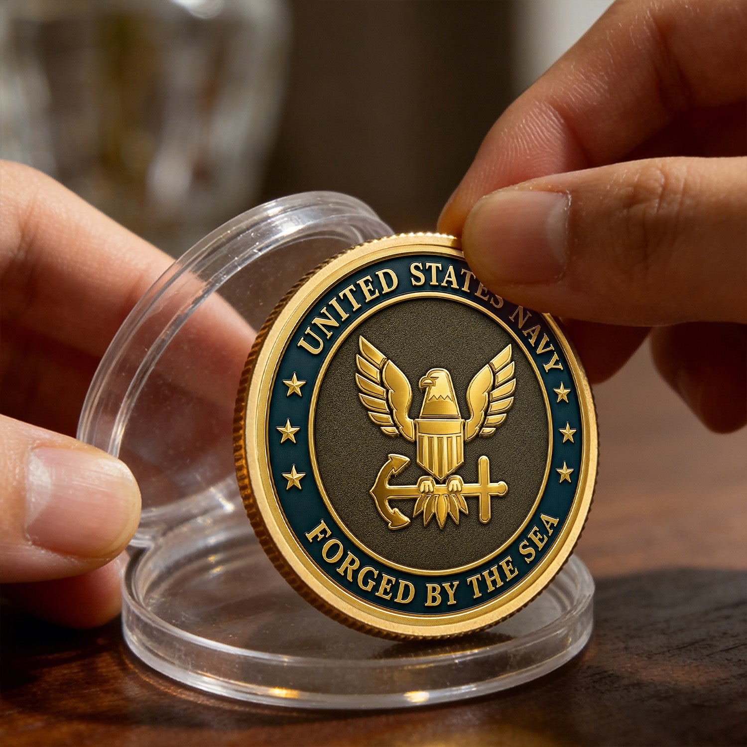 Custom US Navy Career Rank Text 3D Challenge Coin