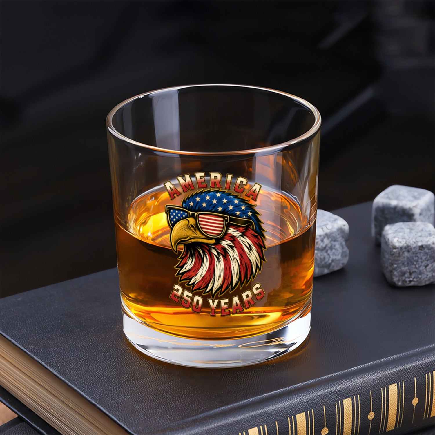 America 250th Anniversary Bourbon Glass Patriotic Gift