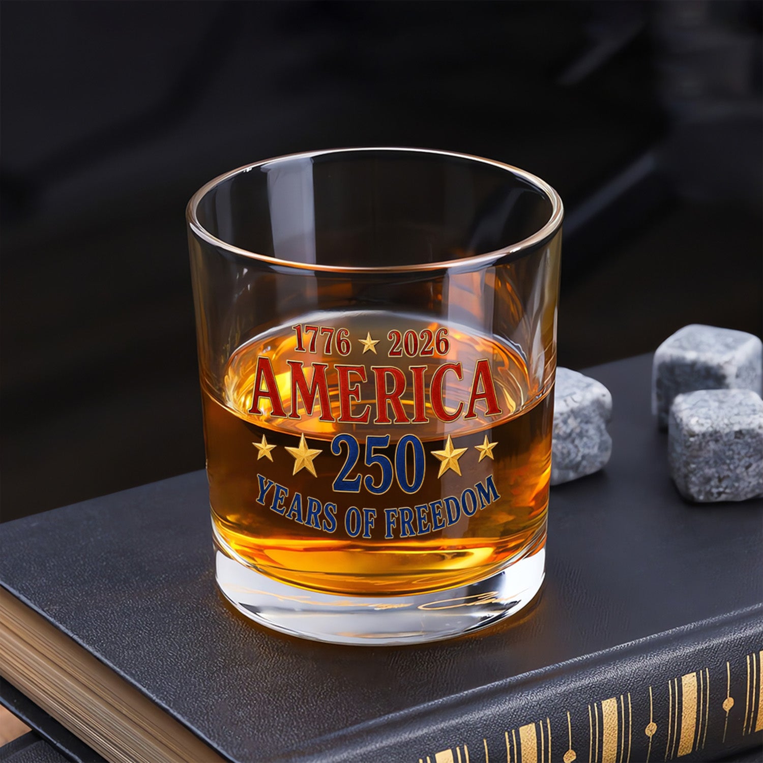 USA 250 Anniversary Rocks Glass Patriotic Keepsake