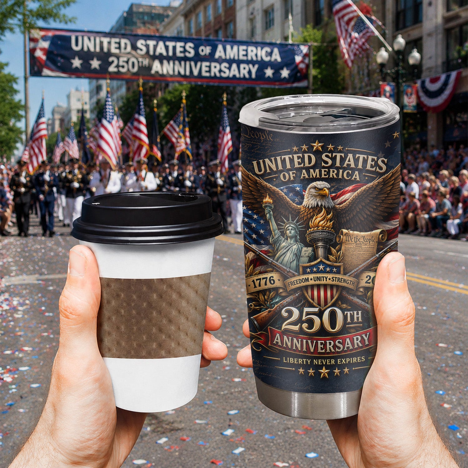 America 250 Celebration Tumbler 20oz Freedom Keepsake