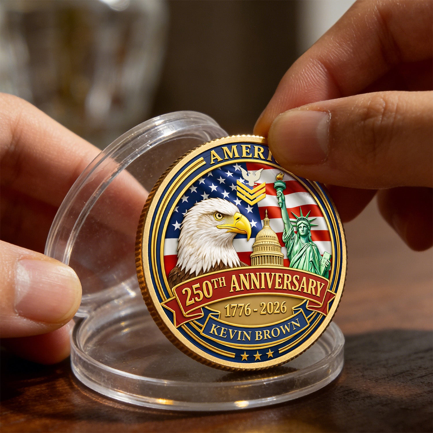 USA 250th Challenge Coin Custom Rank Name US Navy