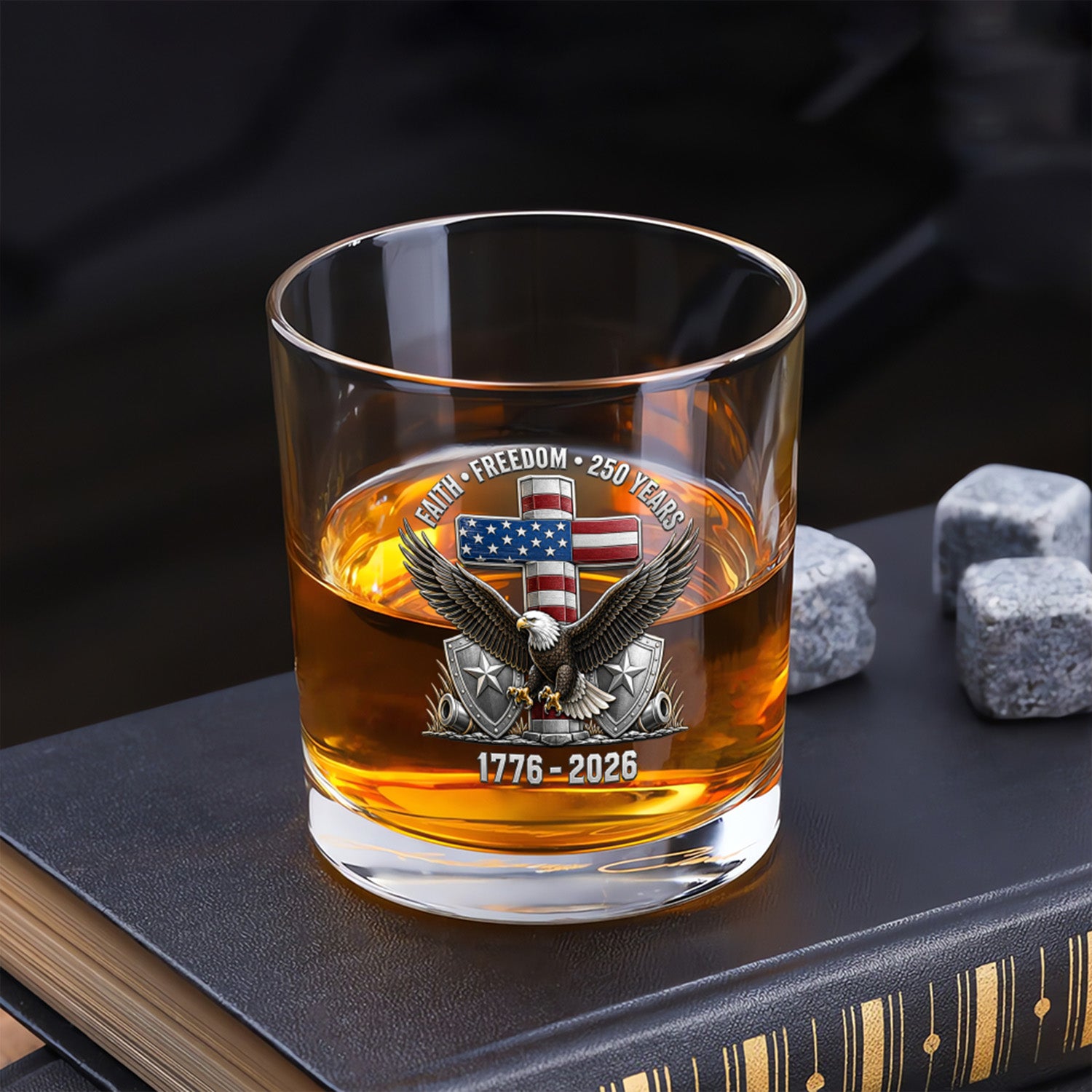 USA 250 Celebration Whiskey Glass Independence Gift