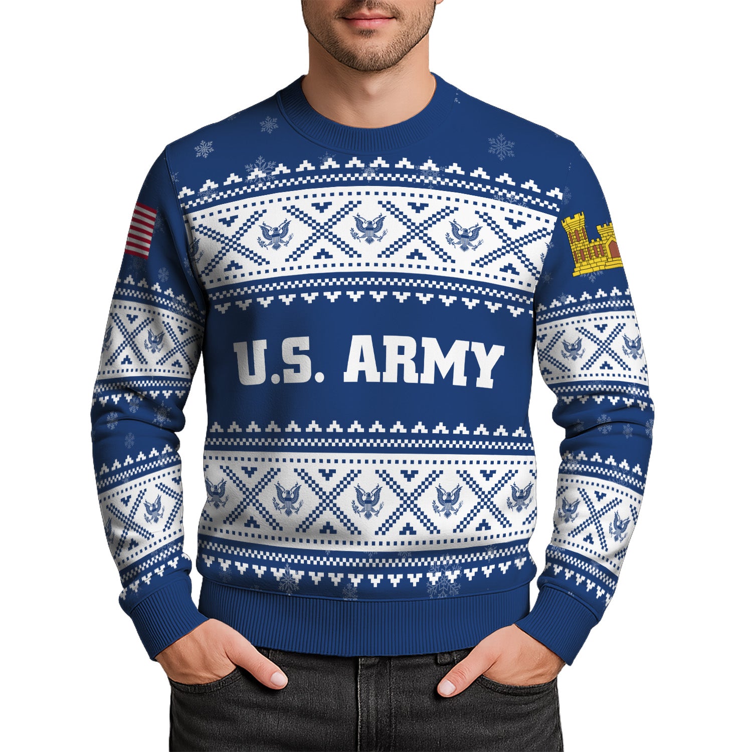 Custom Ranks US Army Ugly Christmas Sweater for Women Men KRUST05