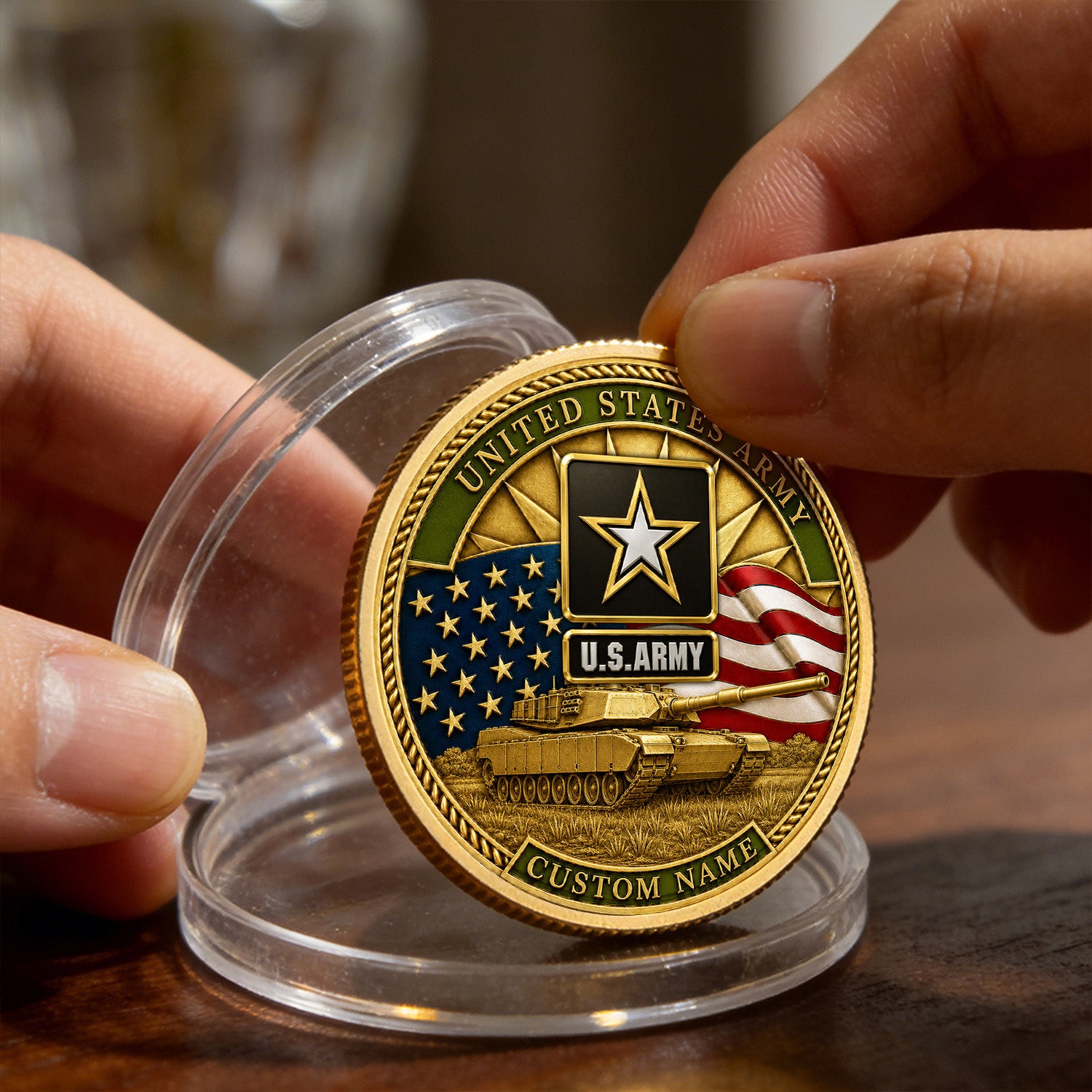 Army Retirement Custom Rank Message 3D Challenge Coin Gift