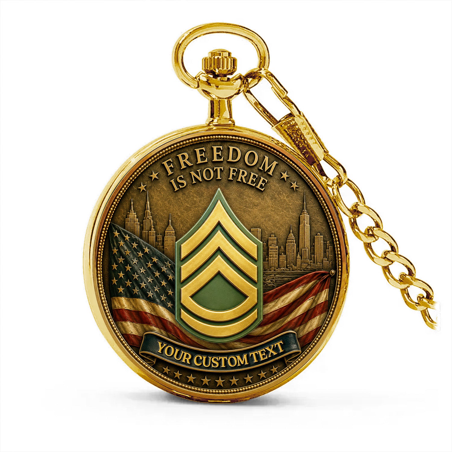 Personalized Army Pocket Watch Custom Rank 250th Anniversary