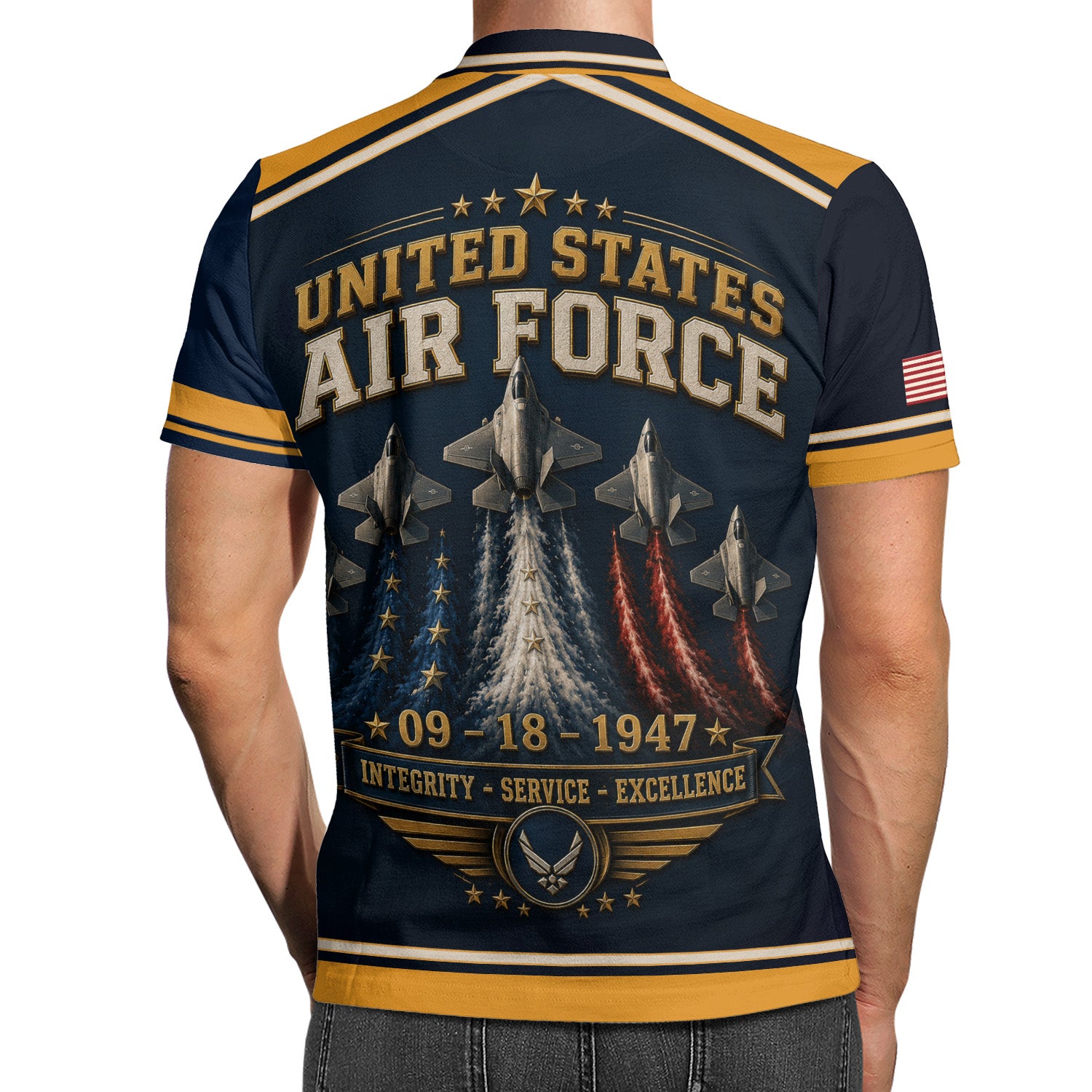 Custom USAF Name Rank 3D Polo Shirt for Veterans