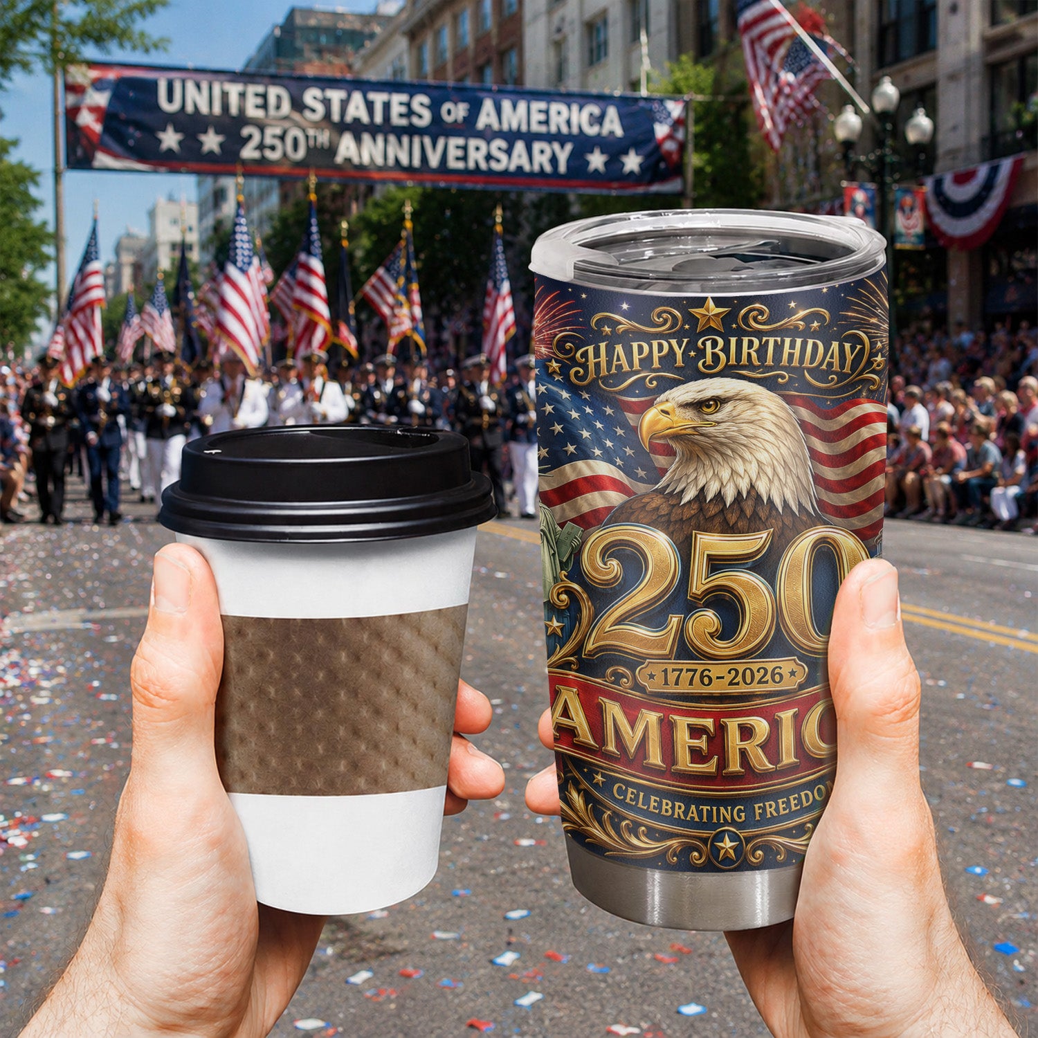 America 250 Patriotic Tumbler 20oz Freedom Edition