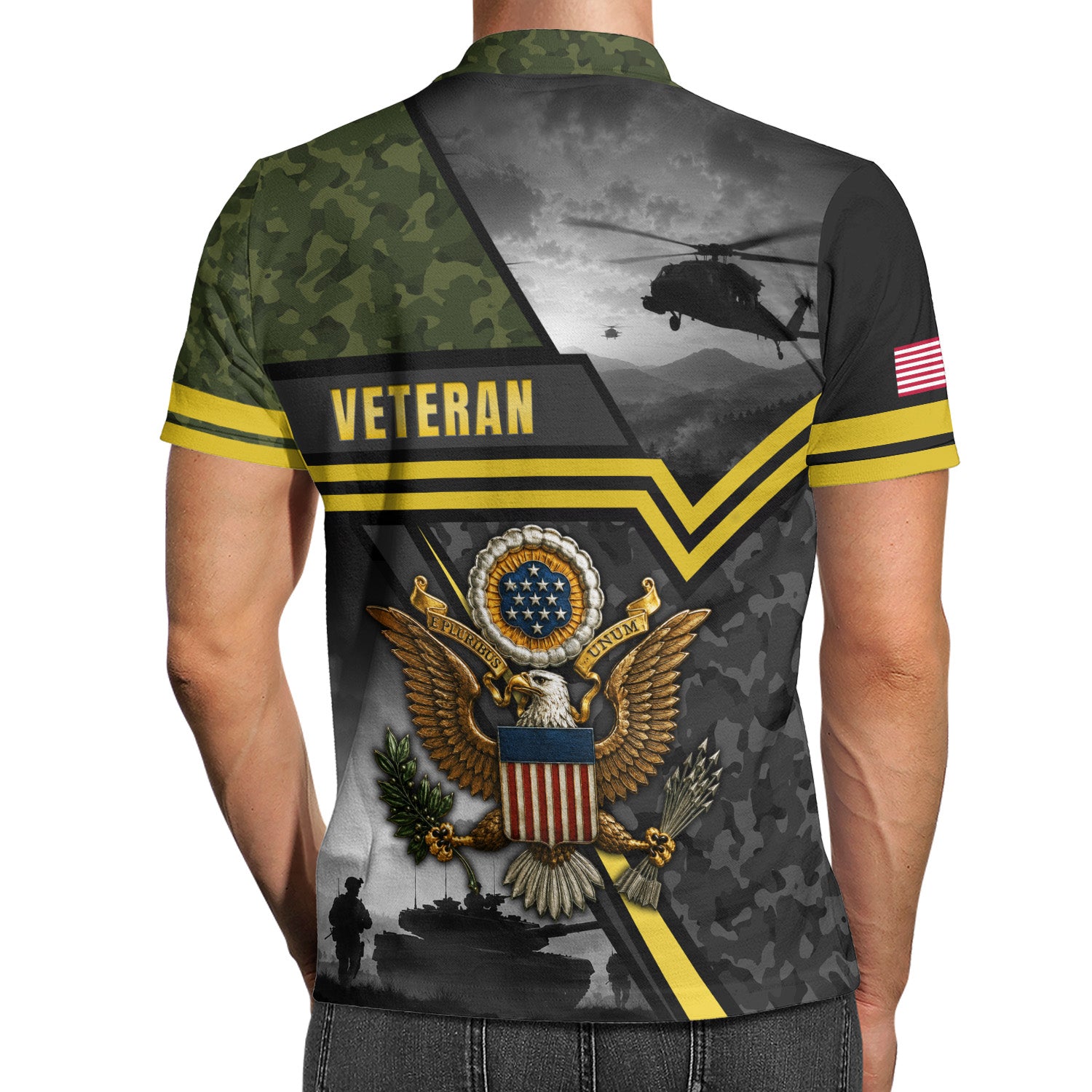 Custom Army Name and Rank 3D Polo Shirt for Veterans