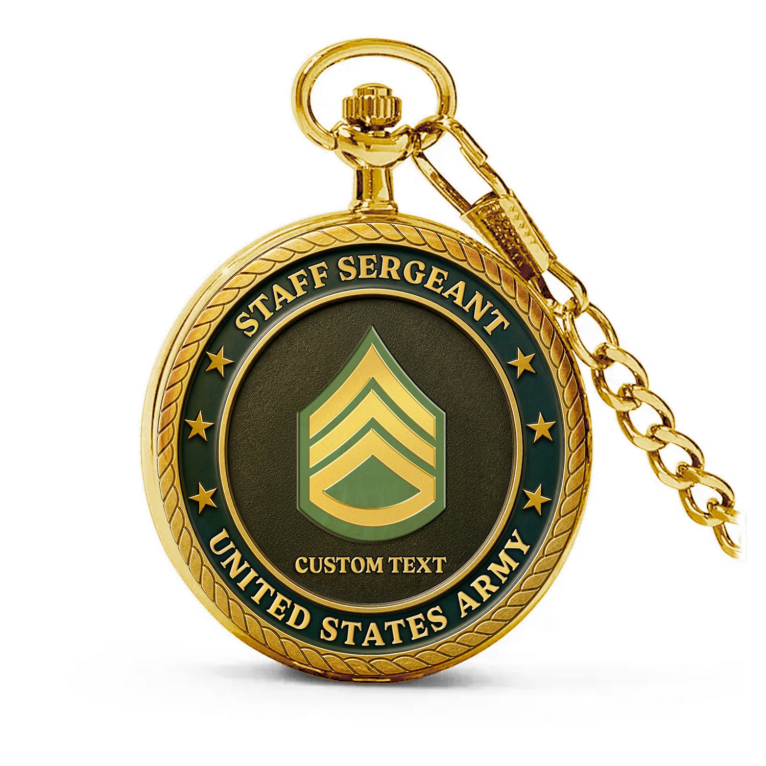 Army 250 Years Custom Text Pocket Watch Military Gift