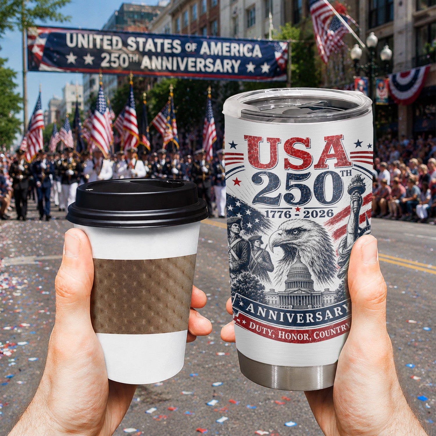 USA Freedom 250 Years Tumbler 20oz American Heritage