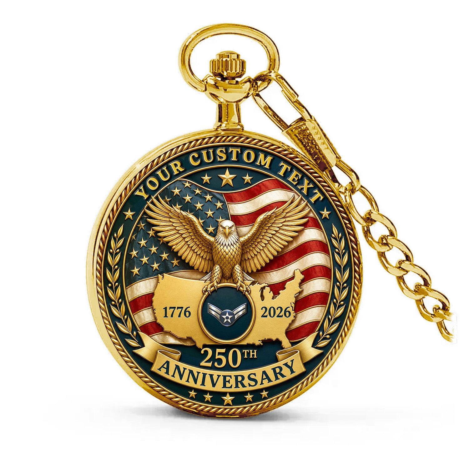 US Air Force Veteran Pocket Watch Custom Rank and Name