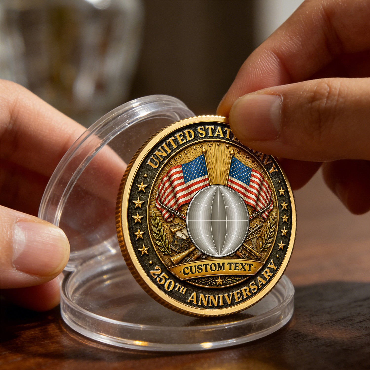 Personalized U.S. Navy 250th Anniversary Soldier Challenge Coin