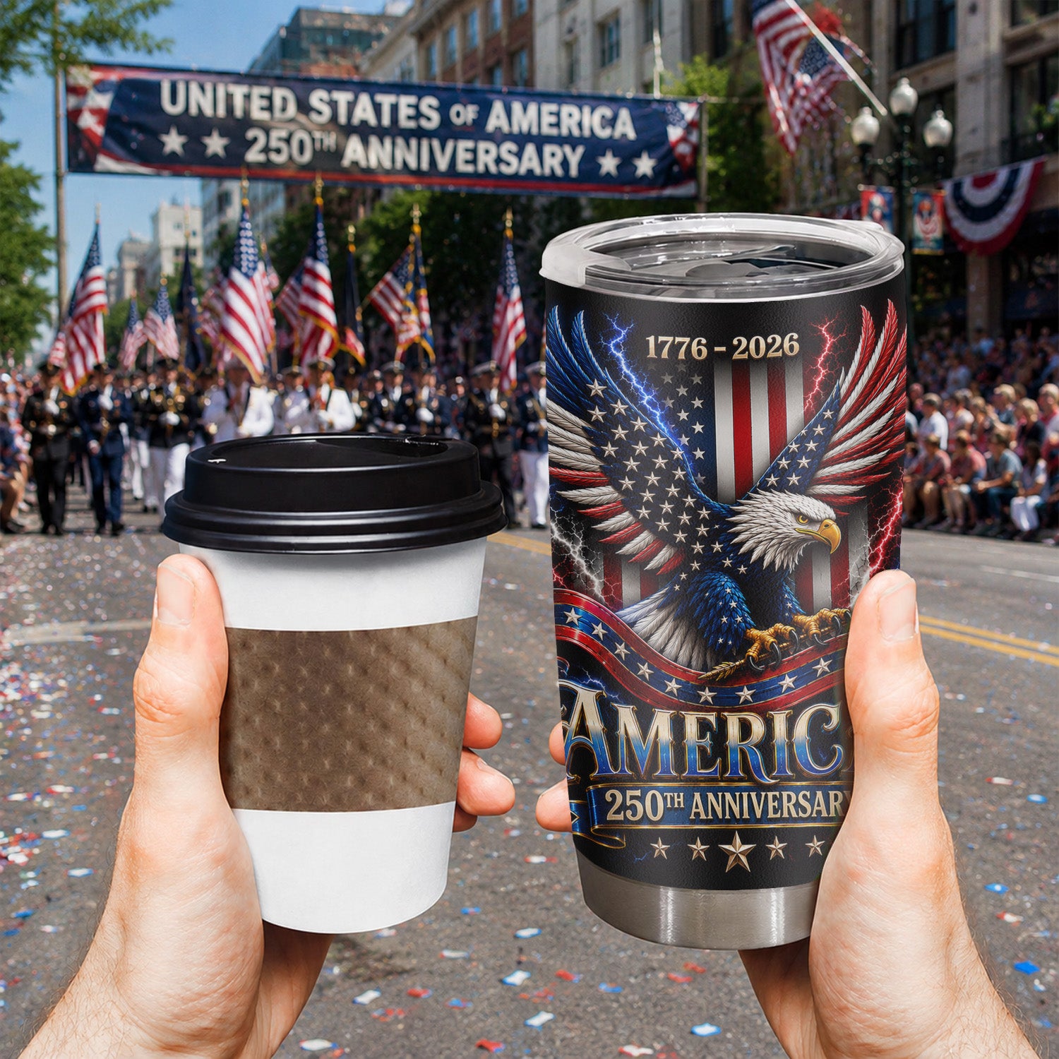 USA 1776-2026 Patriotic Tumbler 20oz Freedom Keepsake