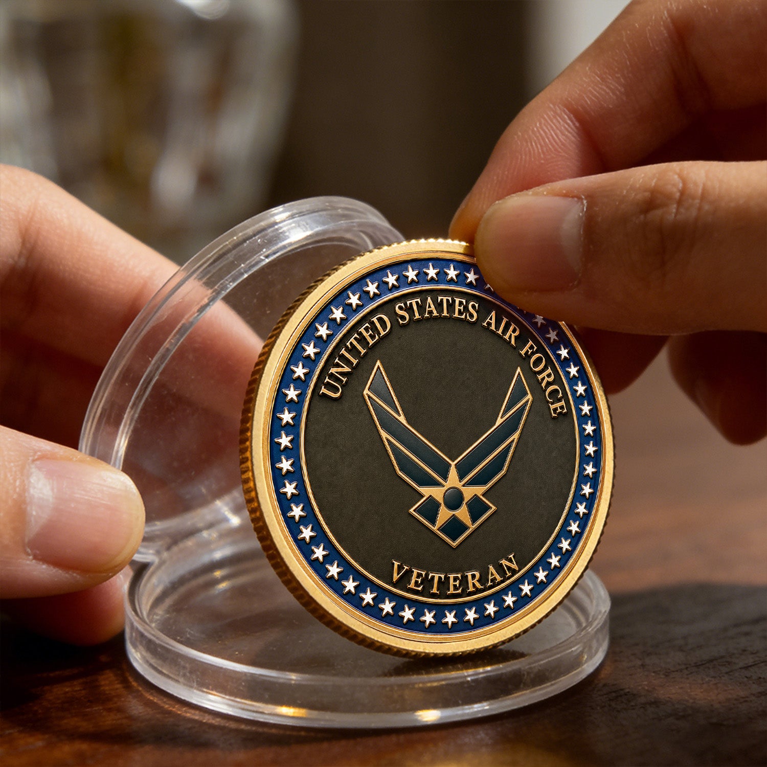 Air Force Veteran Personalized Rank 3D Challenge Coin Keepsake