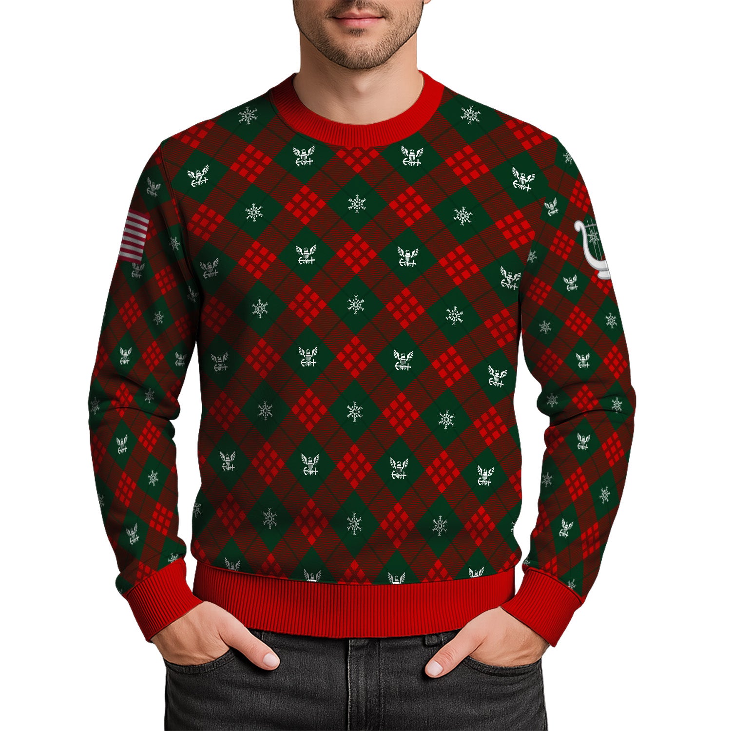 Custom Ranks US Navy Ugly Christmas Sweater for Women Men KRUST08